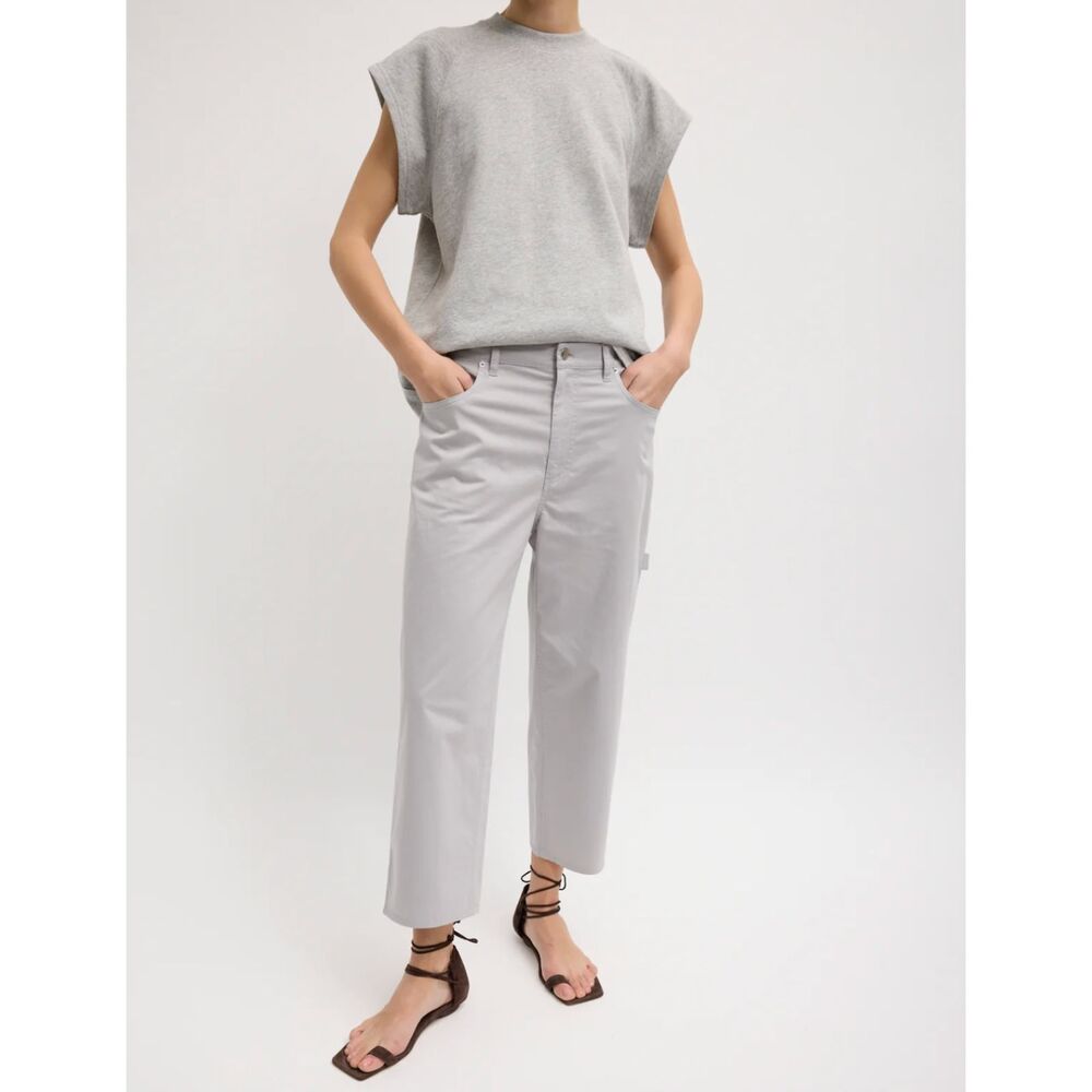 Tibi Garment Dyed Silky Cotton Cropped Slouchy Cargo Jean